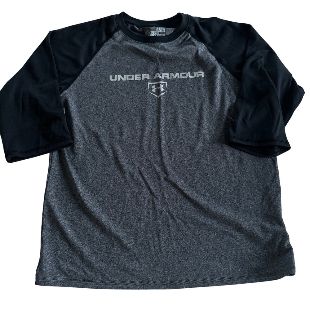 Under Armour Boys' Grey & Black Baseball Raglan Top - L